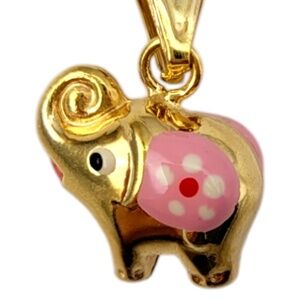 14K Yellow Gold Elephant Charm with Enamel Design #20319